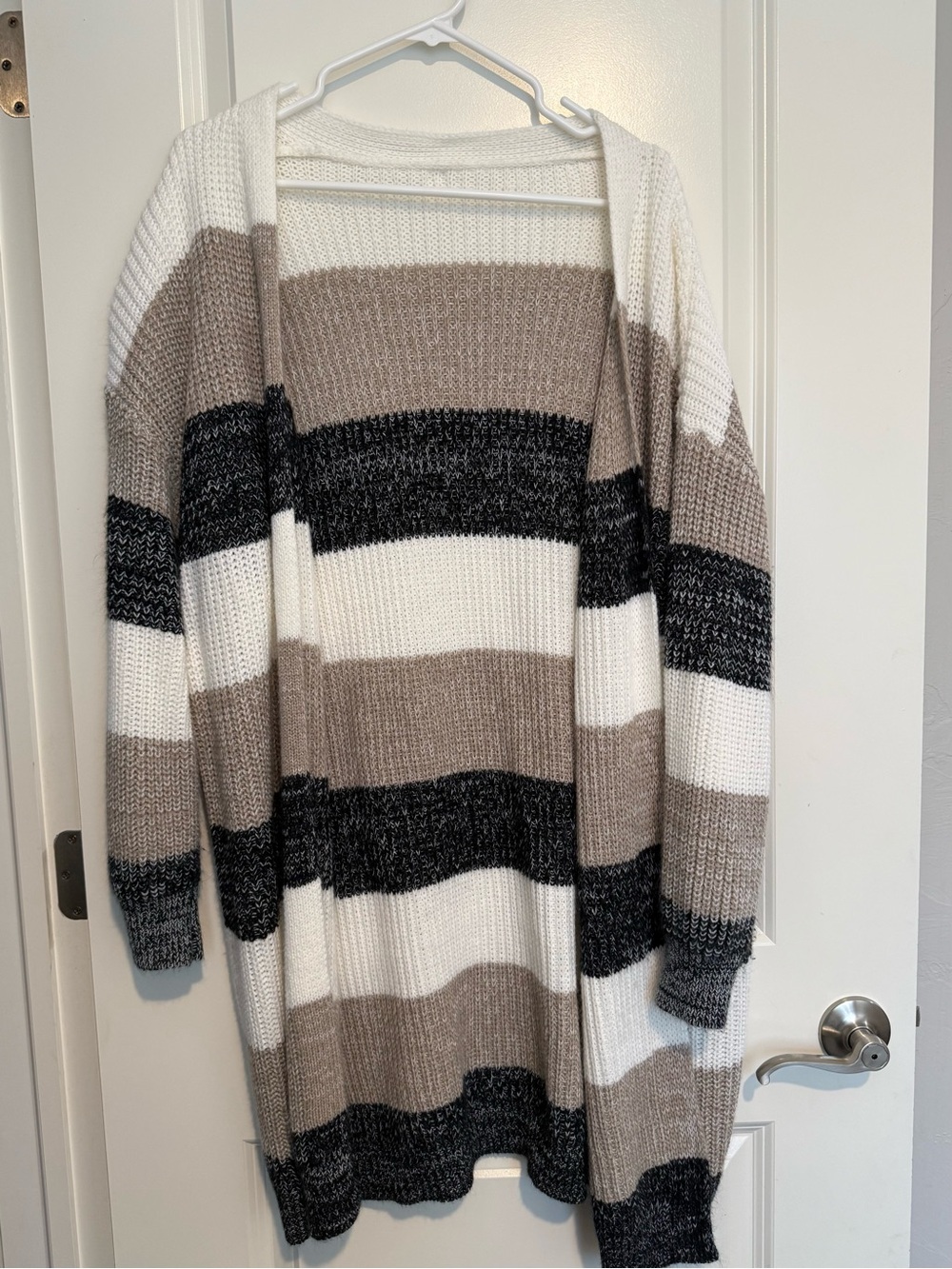 SHEIN CURVE Longline Colorblock Striped Open-Front Cardigan 1XL